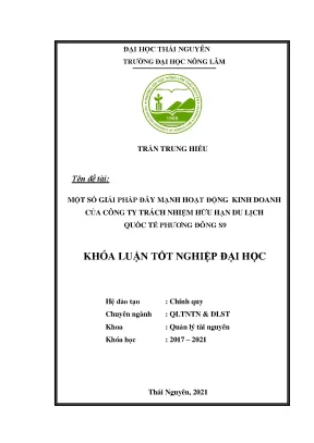 Luận văn tốt nghiệp một số giải pháp đẩy mạnh hoạt động kinh doanh của công ty trách nhiệm hữu hạn du lịch quốc tế phương đông s9