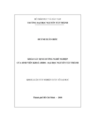 Luận văn thạc sĩ khảo sát định hướng nghề nghiệp của sinh viên khoá 13dds đại học nguyễn tất thành