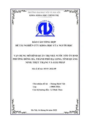 Luận văn tốt nghiệp vận dụng mô hình quản trị nhà nước tốt ở ubnd phường hồng hà thành phố hạ long tỉnh quảng ninh thực trạng và giải pháp