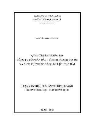 Luận văn thạc sĩ quản trị bán hàng tại công ty cổ phần đầu tư kinh doanh địa ốc và dịch vụ thương mại du lịch tân hải