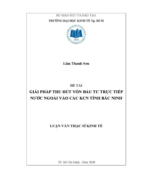 Luận văn thạc sĩ giải pháp thu hút vốn đầu tư trực tiếp nước ngoài vào các khu công nghiệp tỉnh bắc ninh luận văn thạc sĩ
