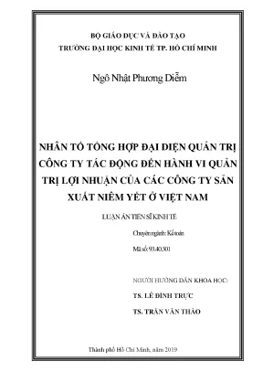 Luận văn thạc sĩ nhân tố tổng hợp đại diện quản trị công ty tác động đến hành vi quản trị lợi nhuận của các công ty sản xuất niêm yết ở việt nam