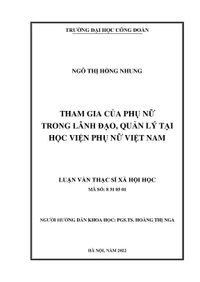 Luận văn thạc sĩ tham gia của phụ nữ trong lãnh đạo quản lý tại học viện phụ nữ việt nam