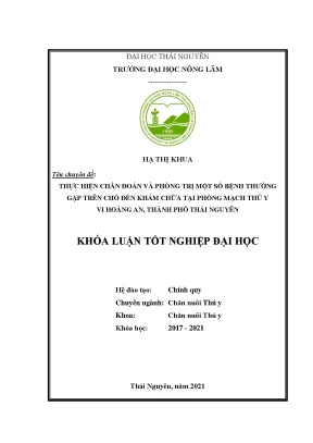 Luận văn tốt nghiệp thực hiện chuẩn đoán và phòng trị một số bệnh thường gặp trên chó đến khám và chữa bệnh tại phòng mạch thú y vi hoàng an thành phố thái nguyên