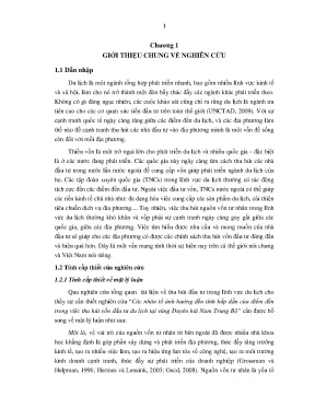 Luận án các nhân tố ảnh hưởng đến tính hấp dẫn của điểm đến du lịch trong việc thu hút vốn đầu tư du lịch tại vùng duyên hải nam trung bộ