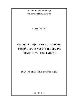 Luận văn thạc sĩ giải quyết việc làm cho lao động các dân tộc ít người trên địa bàn huyện sa pa tỉnh lào cai