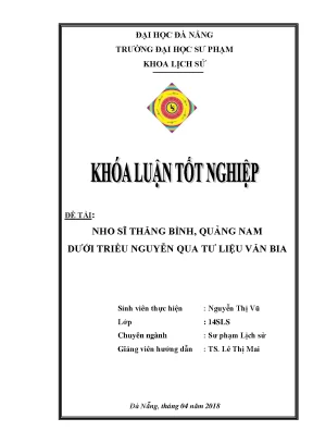 Luận văn tốt nghiệp nho sĩ thăng bình quảng nam dưới triều nguyễn qua tư liệu văn bia