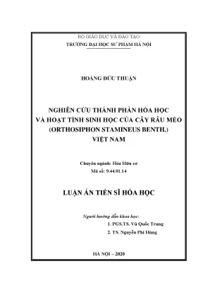 Luận án tiến sĩ nghiên cứu thành phần hóa học và hoạt tính sinh học của cây râu mèo orthosiphon stamineus benth việt nam