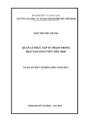 Luận án tiến sĩ quản lí thực tập sư phạm trong đào tạo giáo viên tiểu học