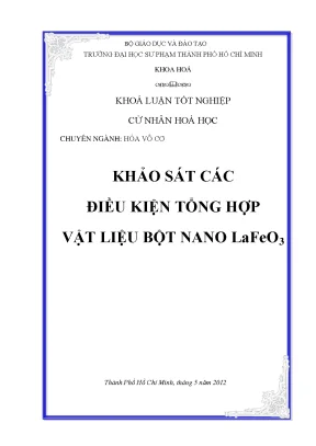Luận văn thạc sĩ khảo sát các điều kiện tổng hợp vật liệu bột nano lafeo3