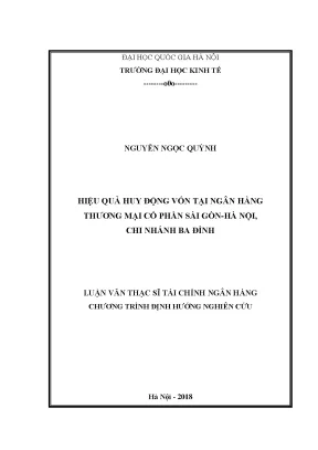 Luận văn thạc sĩ hiệu quả huy động vốn tại ngân hàng thương mại cổ phần sài gòn hà nội chi nhánh ba đình