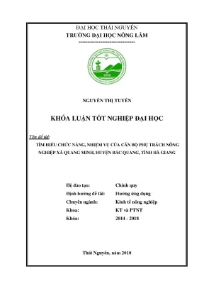Luận văn tốt nghiệp tìm hiểu chức năng nhiệm vụ của cán bộ phụ trách nông nghiệp xã quang minh huyện bắc quang tỉnh hà giang