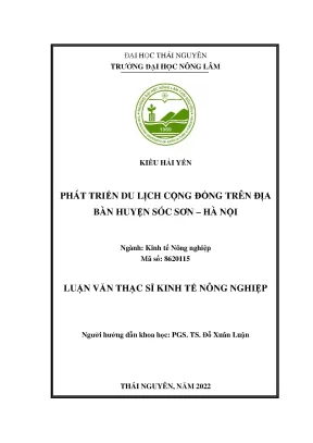 Luận văn thạc sĩ phát triển du lịch cộng đồng trên địa bàn huyện sóc sơn hà nội