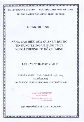 Luận văn thạc sĩ nâng cao hiệu quả quản lý rủi ro tín dụng tại ngân hàng tmcp ngoại thương tp hcm