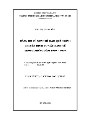 Luận văn thạc sĩ đảng bộ từ sơn chỉ đạo quá trình chuyển dịch cơ cấu kinh tế trong những năm 1999 2005