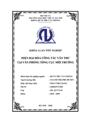 Luận văn tốt nghiệp hiện đại hóa công tác văn thư tại văn phòng tổng cục môi trường