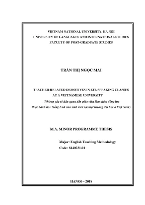 Luận văn thạc sĩ teacher related demotives in efl speaking classes at a vietnamese university