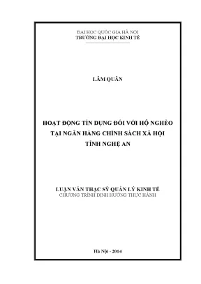 Luận văn thạc sĩ hoạt động tín dụng đối với hộ nghèo tại ngân hàng chính sách xã hội tỉnh nghệ an