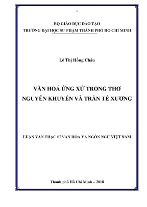 Luận văn thạc sĩ văn hóa ứng xử trong thơ nguyễn khuyến và trần tế xương
