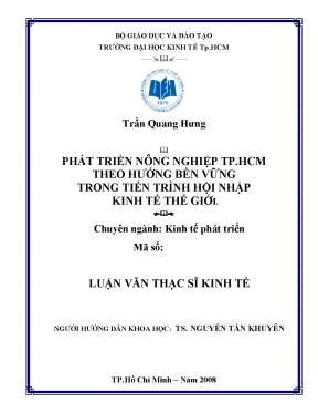 Luận văn thạc sĩ phát triển nông nghiệp tp hcm theo hướng bền vững trong tiến trình hội nhập kinh tế thế giới