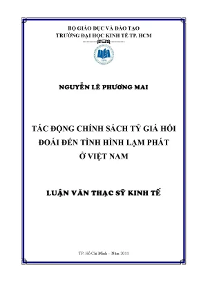 Luận văn thạc sĩ tác động chính sách tỷ giá hối đoái đến tình hình lạm phát ở việt nam luận văn thạc sĩ