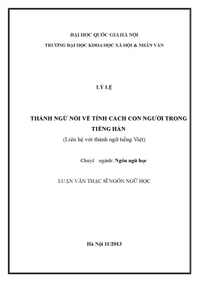 Luận văn thạc sĩ thành ngữ nói về tính cách con người trong tiếng hán liên hệ với thành ngữ tiếng việt 60 22 01
