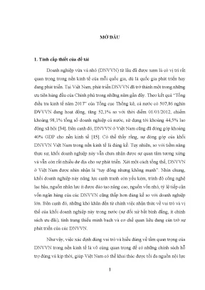 Luận án sự phát triển của doanh nghiệp vừa và nhỏ trong nền kinh tế đức những năm gần đây