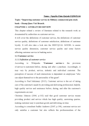 Luận văn tốt nghiệp improving customer service in military commercial join stock bank hoang quoc viet branch