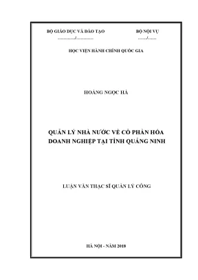 Luận văn thạc sĩ quản lý nhà nước về cổ phần hóa doanh nghiệp tại tỉnh quảng ninh