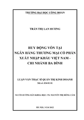 Luận văn thạc sĩ huy động vốn tại ngân hàng thương mại cổ phần xuất nhập khẩu việt nam chi nhánh ba đình