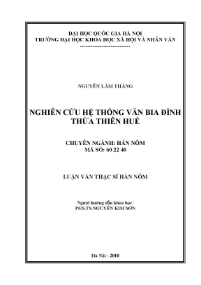 Luận văn thạc sĩ nghiên cứu hệ thống văn bia đình thừa thiên huế