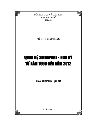 Luận án tiến sĩ quan hệ singapore hoa kỳ từ năm 1990 đến năm 2012