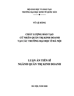 Luận án tiến sĩ chất lượng đào tạo cử nhân qtkd tại các trường đại học ở hà nội