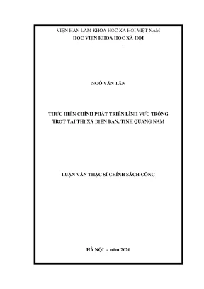 Luận văn thạc sĩ thực hiện chính sách phát triển lĩnh vực trồng trọt tại thị xã điện bàn tỉnh quảng nam