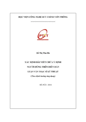 Luận văn thạc sĩ xác định bà viết chứa ý định người dùng trên diễn đàn