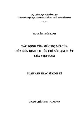 Luận văn thạc sĩ tác động của mức độ mở của của nền kinh tế đến chỉ số lạm phát của việt nam luận văn thạc sĩ