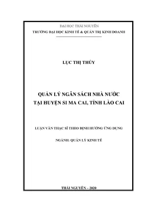 Luận văn thạc sĩ quản lý kinh tế quản lý ngân sách nhà nước tại huyện si ma cai tỉnh lào cai