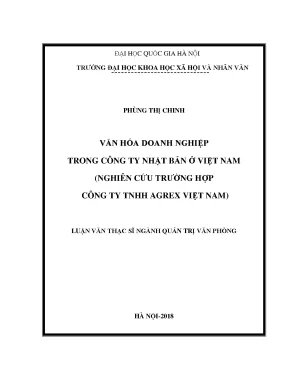 Luận văn thạc sĩ văn hóa doanh nghiệp trong công ty nhật bản ở việt nam nghiên cứu trường hợp công ty tnhh agrex việt nam