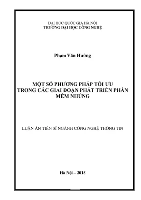Luận văn thạc sĩ một số phương pháp tối ưu trong các giai đoạn phát triển phần mềm nhúng luận án ts công nghệ thông tin 62 48 01 03
