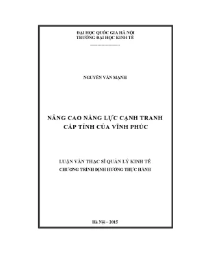 Luận văn thạc sĩ nâng cao năng lực cạnh tranh cấp tỉnh của vĩnh phúc