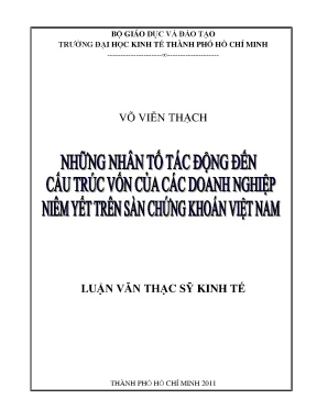 Luận văn thạc sĩ những nhân tố tác động đến cấu trúc vốn của các doanh nghiệp niêm yết trên sàn chứng khoán việt nam luận văn thạc sĩ
