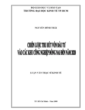 Luận văn thạc sĩ chiến lược thu hút vốn đầu tư vào các khu công nghiệp đồng nai đến năm 2020