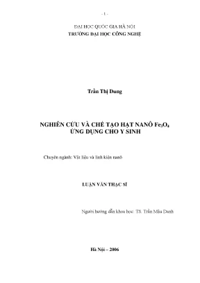 Luận văn thạc sĩ nghiên cứu và chế tạo hạt nanô fe3o4 ứng dụng cho y sinh