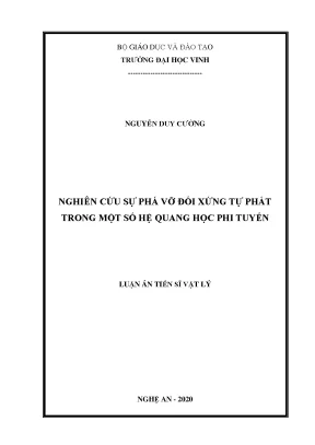 Luận án tiến sĩ nghiên cứu sự phá vỡ đối xứng tự phát trong một số hệ quang học phi tuyến