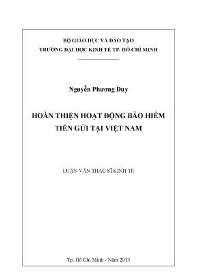 Luận văn thạc sĩ hoàn thiện hoạt động bảo hiểm tiền gửi tại việt nam