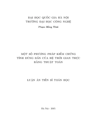 Luận văn thạc sĩ một số phương pháp kiểm chứng tính đúng đắn của hệ thời gian thực bằng thuật toán