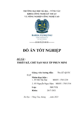 Luận văn tốt nghiệp thiết kế chế tạo máy ép phun mini