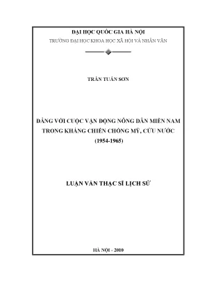 Luận văn thạc sĩ đảng với cuộc vận động nông dân miền nam trong kháng chiến chống mỹ cứu nước 1954 1965