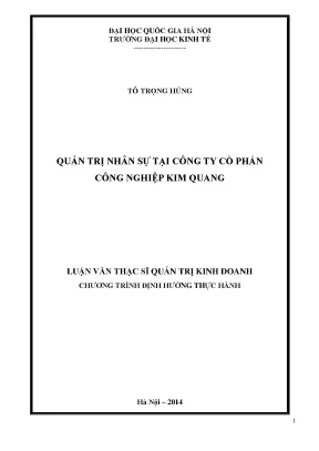Luận văn thạc sĩ quản trị nhân sự tại công ty cổ phần công nghiệp kim quang