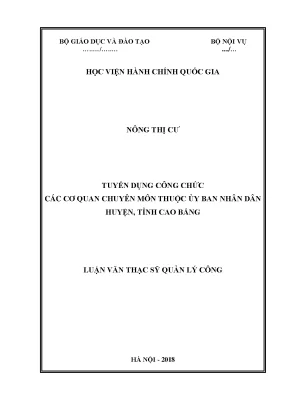 Luận văn thạc sĩ tuyển dụng công chức các cơ quan chuyên môn thuộc ủy ban nhân dân huyện tỉnh cao bằng